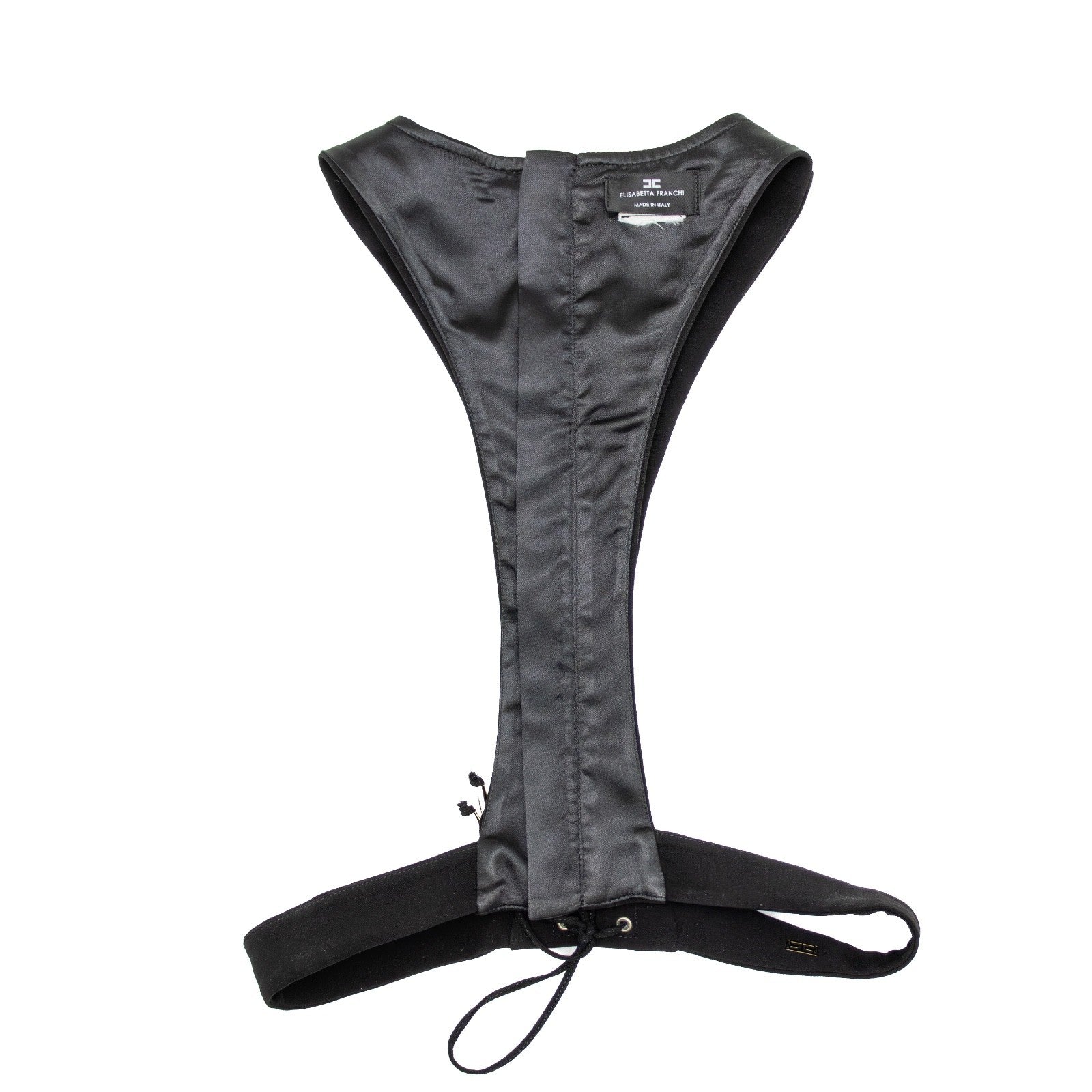 ELISABETTA FRANCHI Black Corset-Style Harness Top – Size 40 (IT)