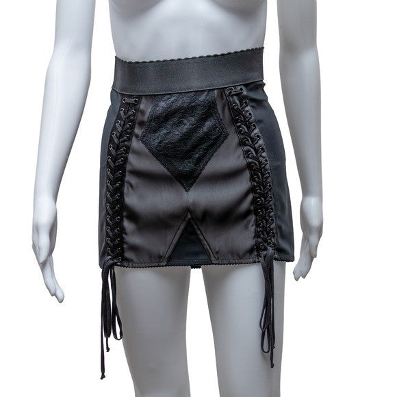 $1250 Dolce & Gabbana Corset-Style Lace-Up Mini Skirt – Black – IT 40 / US 4