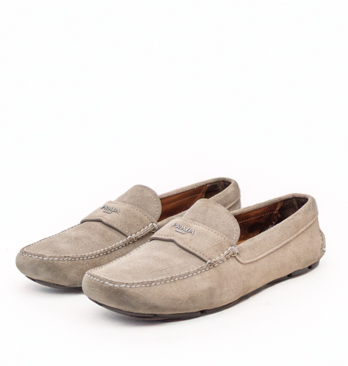 $950Prada Men’s Grey Suede Driving Loafers – Size US 9 / EU 42 / UK 8