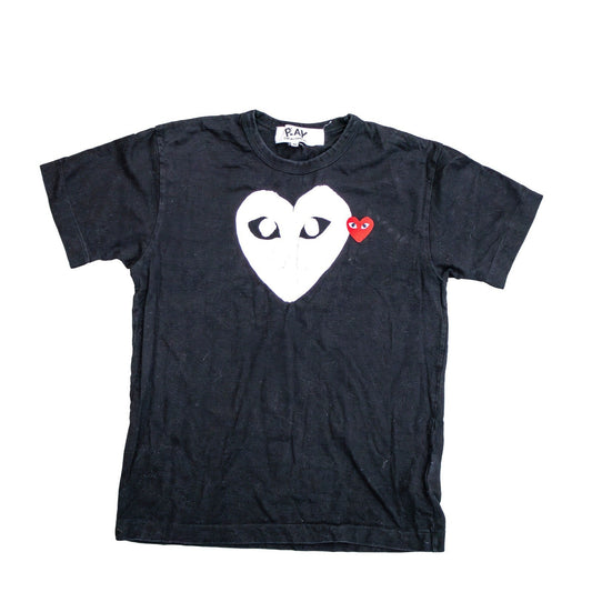 Comme Des Garçons Play Big Heart T Shirt Black Short Sleeve Men's Size M