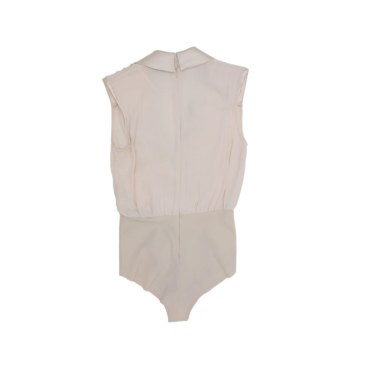 Elisabetta Franchi Beige Crepe Structured Shoulder Bodysuit IT 38/US 2