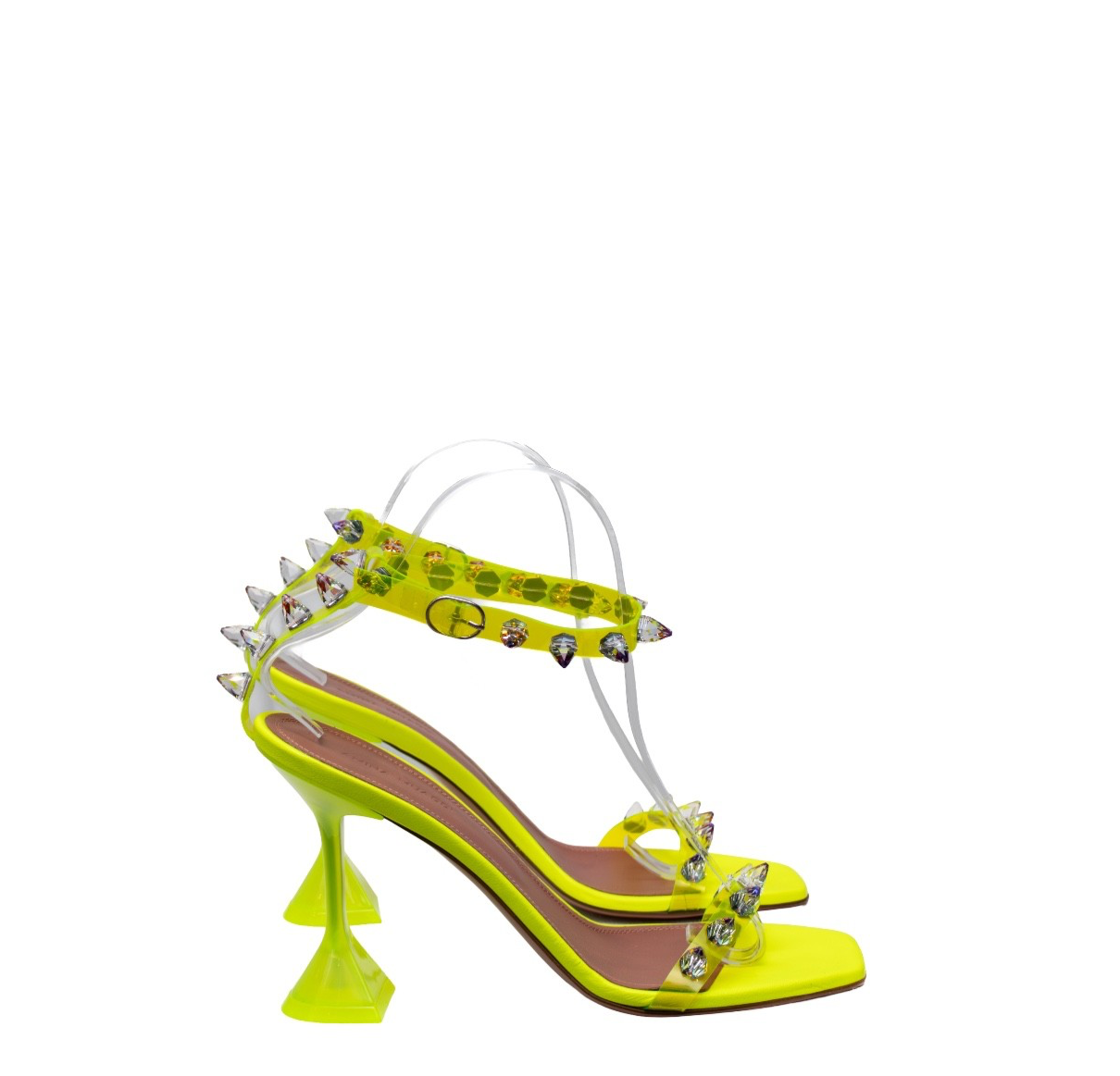 $1320 AMINA MUADDI Women's Green Julia Studded Strap Sandal Shoe Size EU 39 US 9