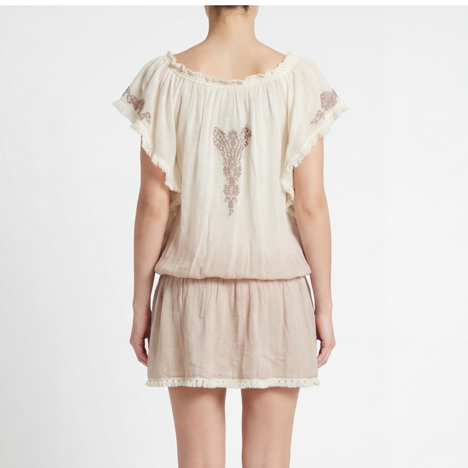 Vanita Rosa Paris St Barth Linen Tunic Dress Top – Boho Embroidered Size S-M
