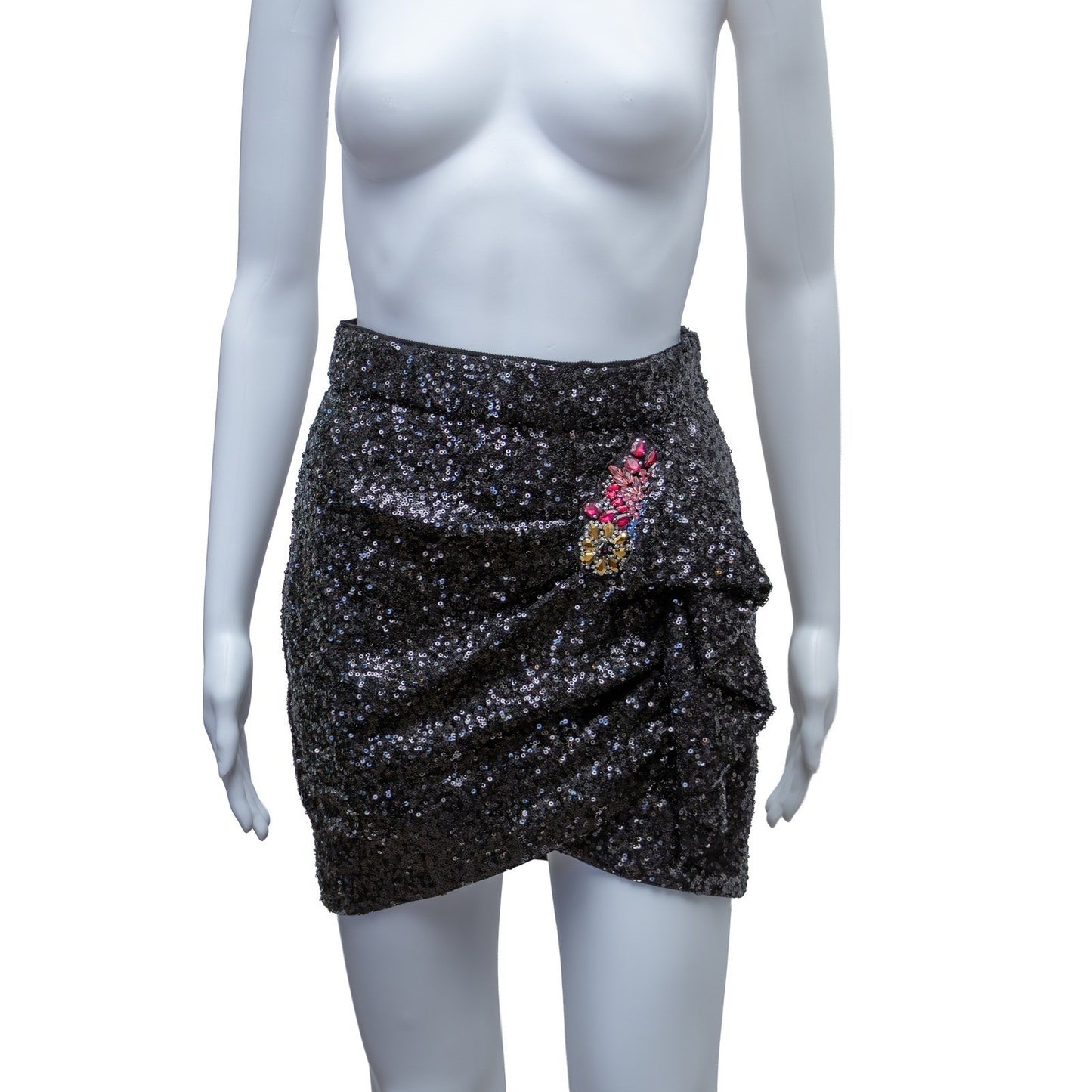 Pinko Vintage Black Sequin Embellished Mini Skirt EU 38 US 6 UK 10