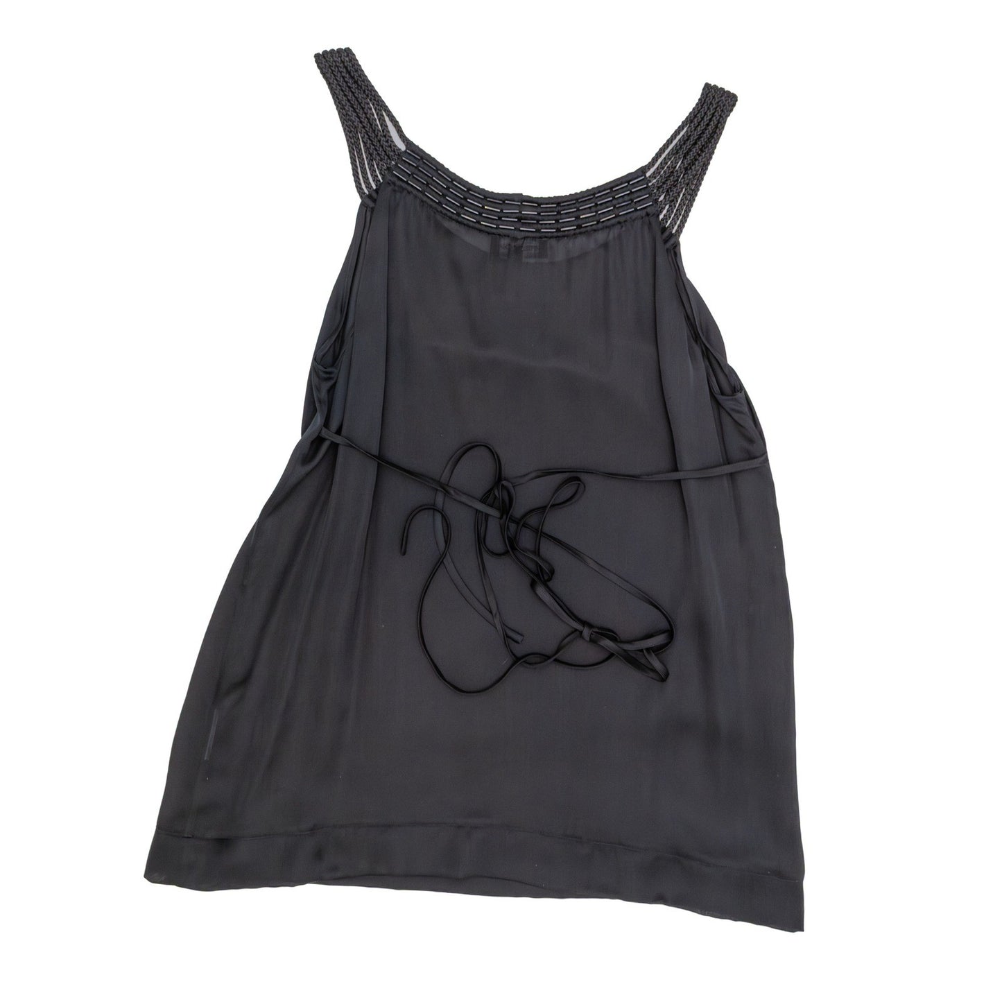 Emporio Armani Silk Beaded Strap Top IT 40 US 6 UK 8 Black