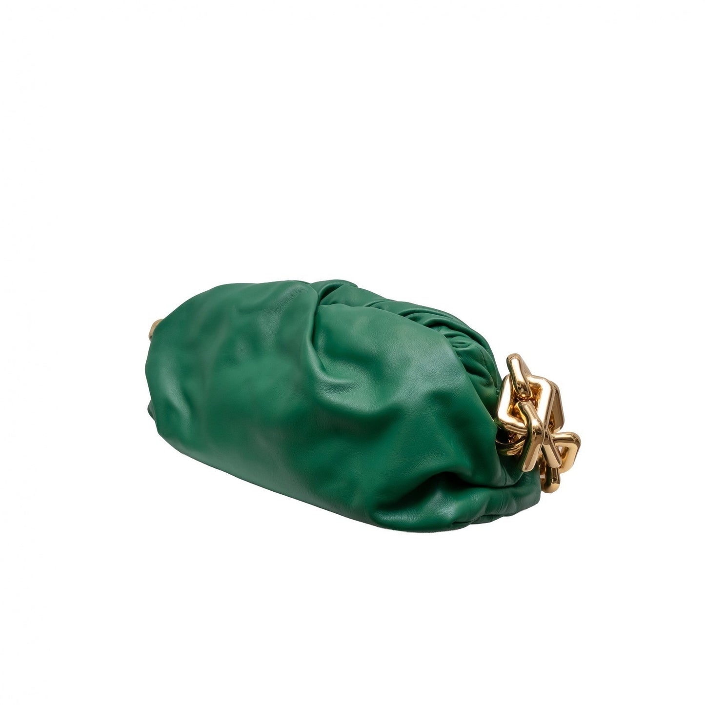 $3600 Bottega Veneta Green Leather Chain Pouch Gold Hardware  Authentic