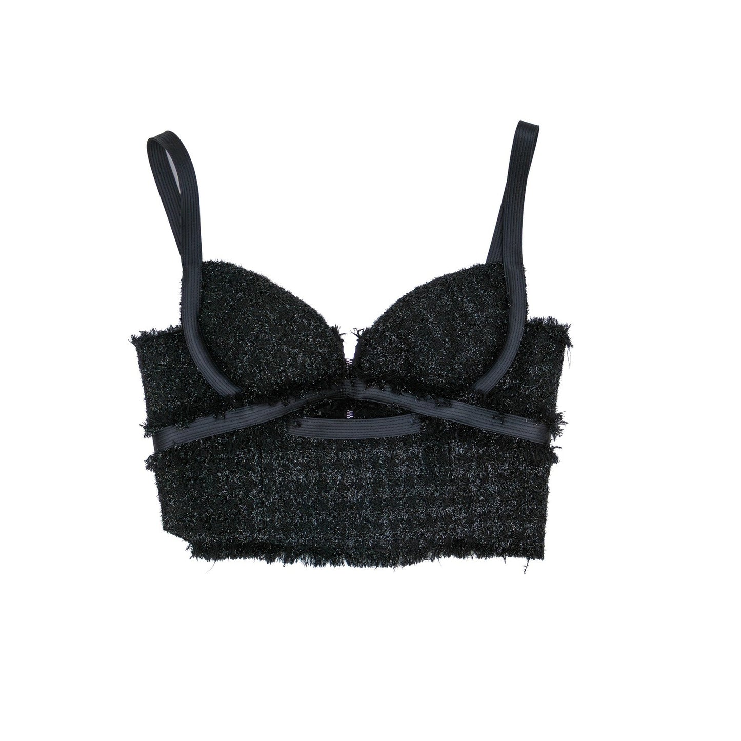 $1400 Versace Black Textured Bustier Crop Top  Size M (US 6 / UK 10)
