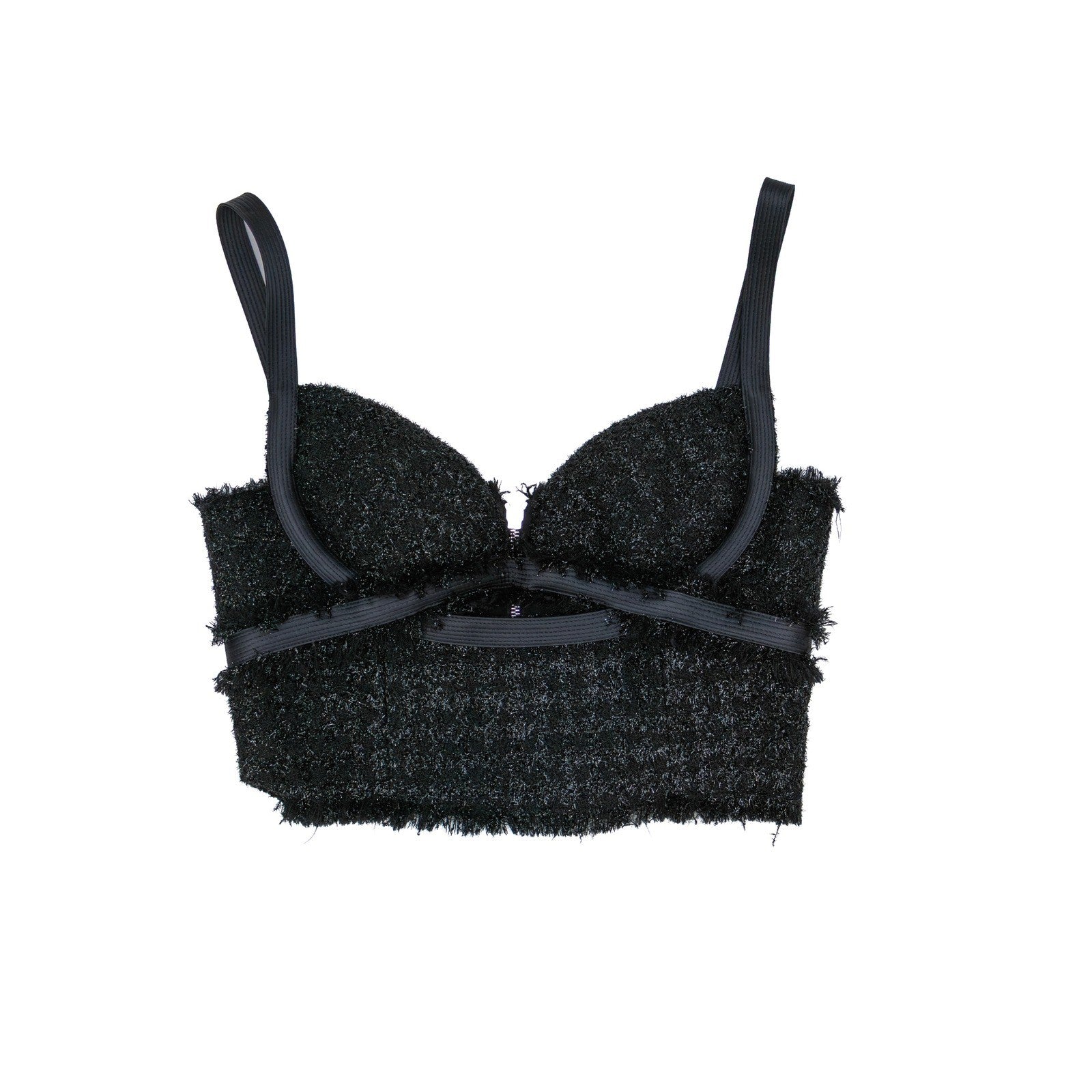 $1400 Versace Black Textured Bustier Crop Top  Size M (US 6 / UK 10)