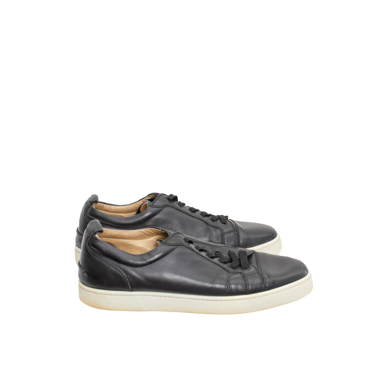 Christian Louboutin Rantulow Grained Leather Low Top Sneakers Black Mens Size 43