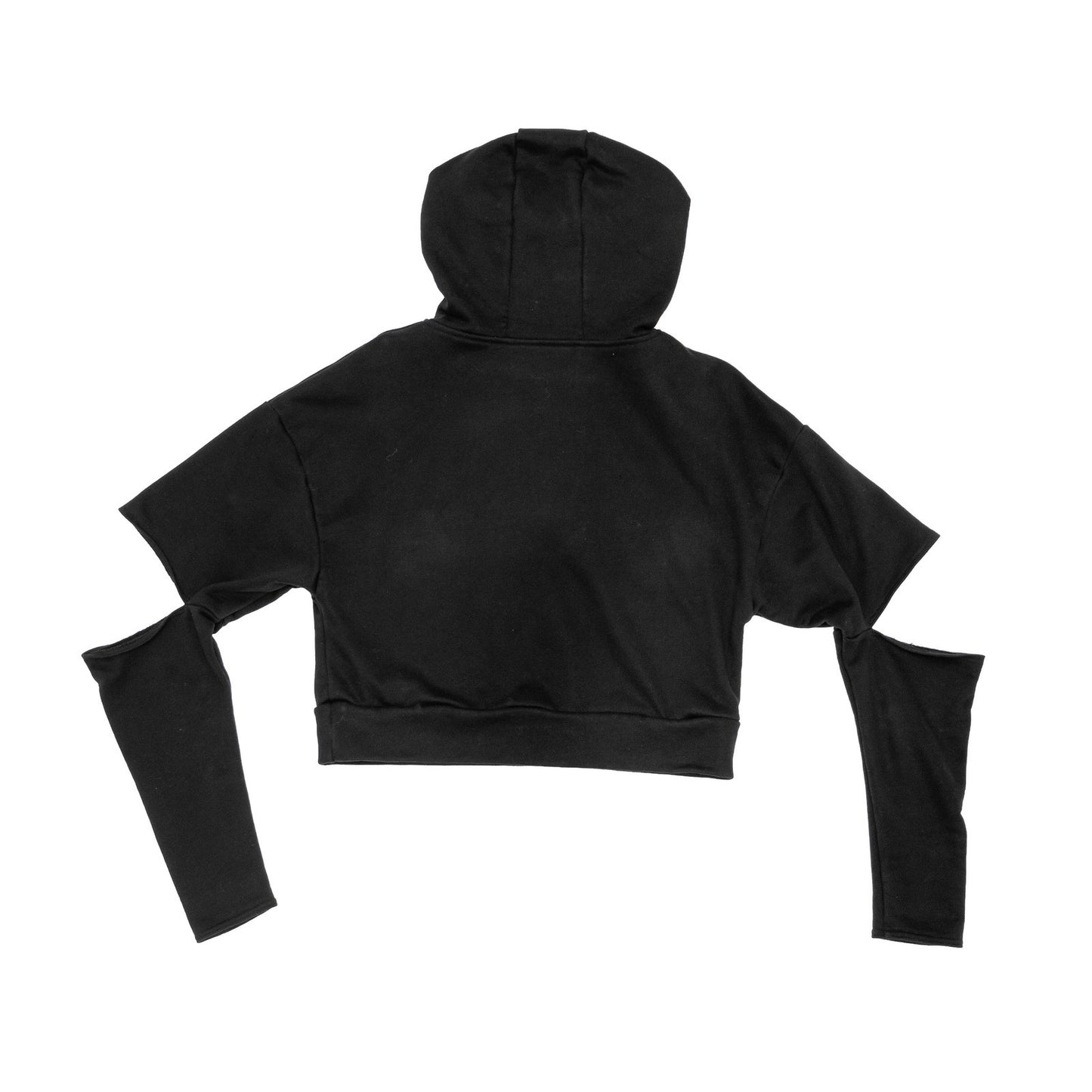 Alo Yoga Cropped Hoodie with Cut-Out Sleeves – Black - Size S
