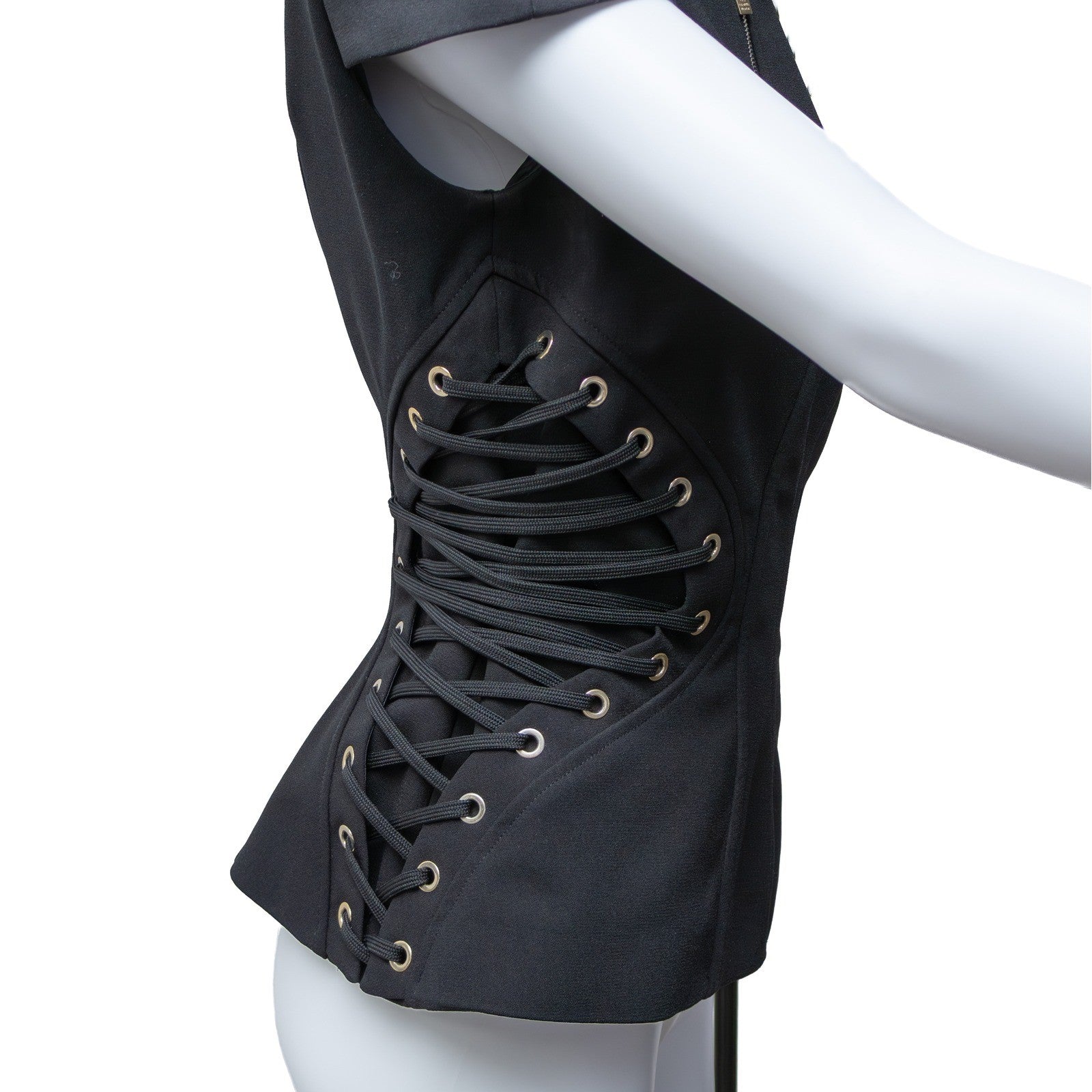 ELISABETTA FRANCHI Lace-Up Corset Style Jacket Top Black IT 42