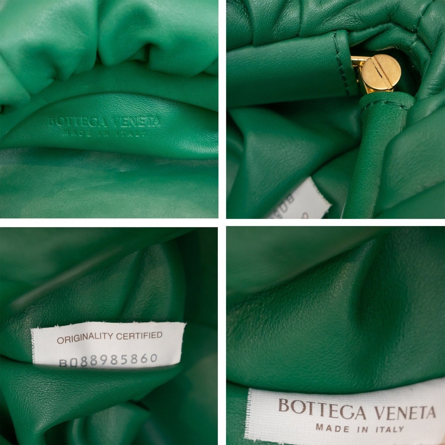 $3600 Bottega Veneta Green Leather Chain Pouch Gold Hardware  Authentic