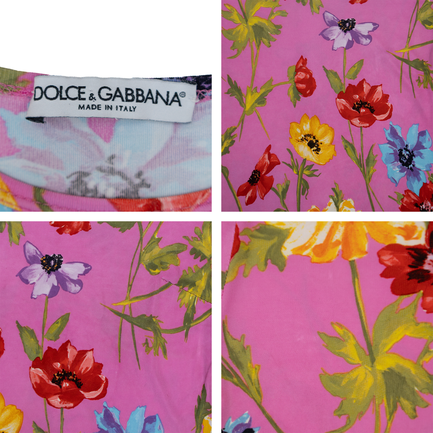 Dolce & Gabbana Pink Floral Stretch Mesh T Shirt Top – US S