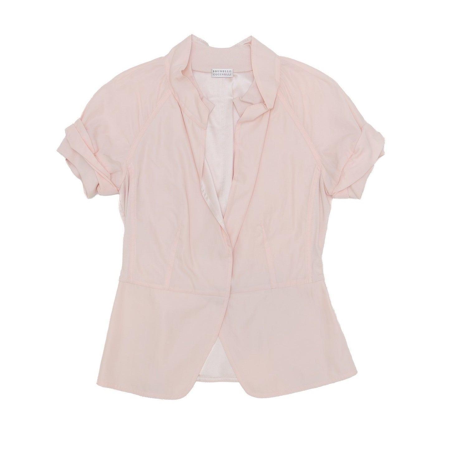 Brunello Cucinelli Vintage Blush Pink Short Sleeve Blazer Top IT 42 | US 6 UK 10