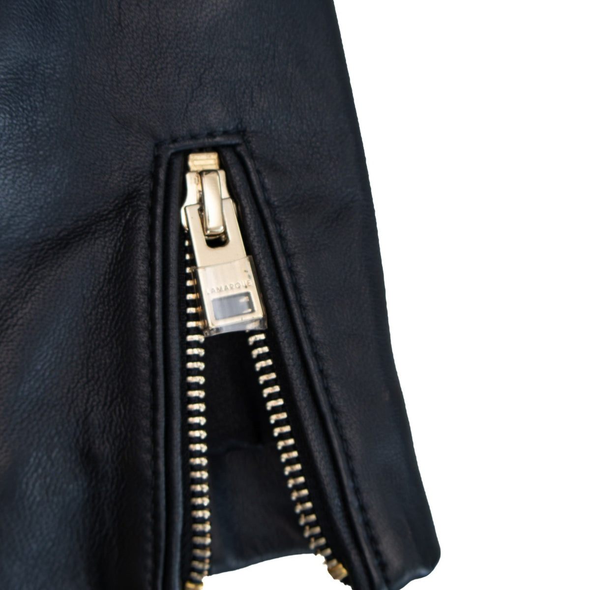 465$ Lamarque Kirsi Black Lamb Leather Cropped Moto Jacket Short Sleeve SizeS