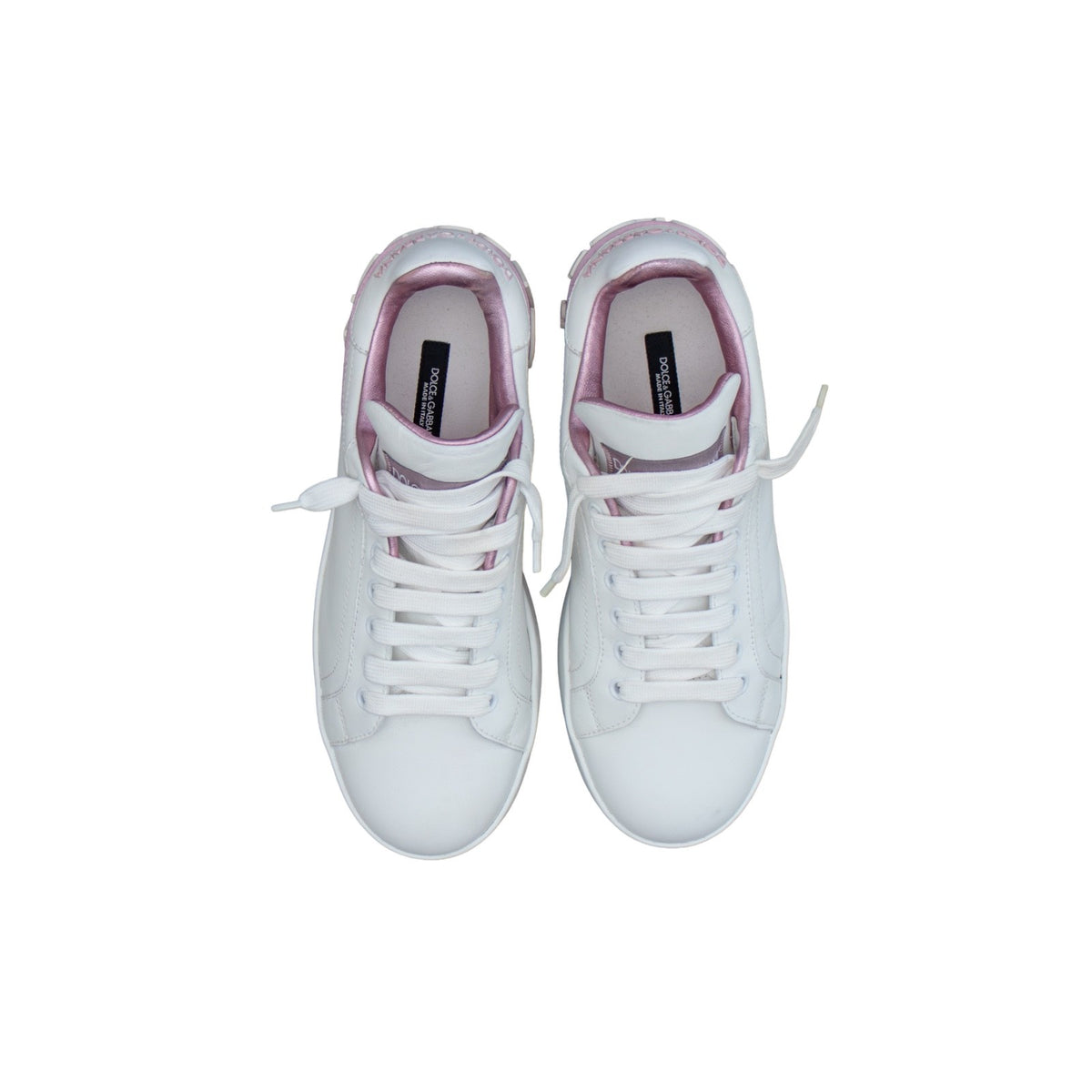 Dolce & Gabbana Portofino Sneakers EU 38 White Pink Leather Repainted Women