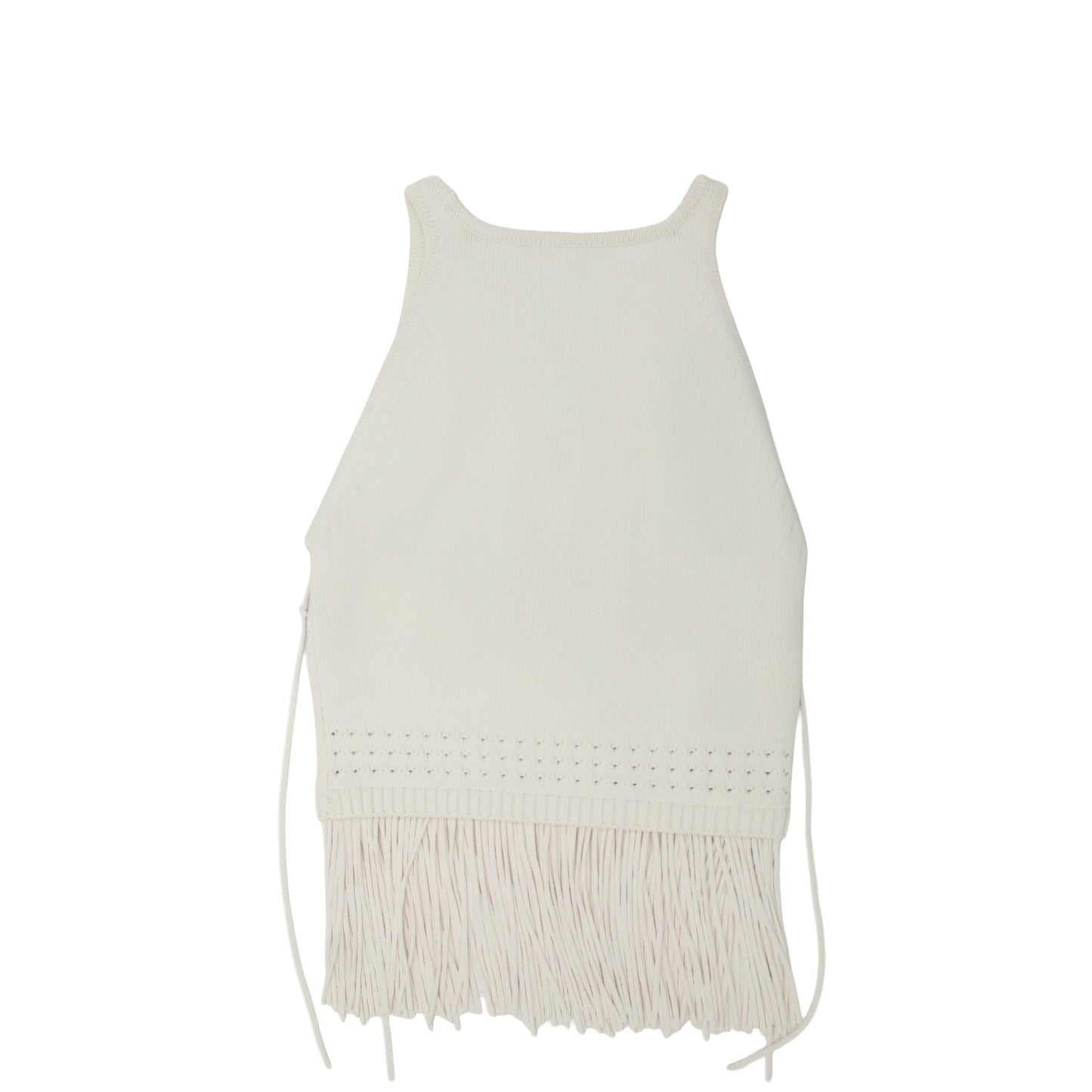 Ronny Kobo Cream Rosalita Fringed Knit Tank Top Womens Size Small