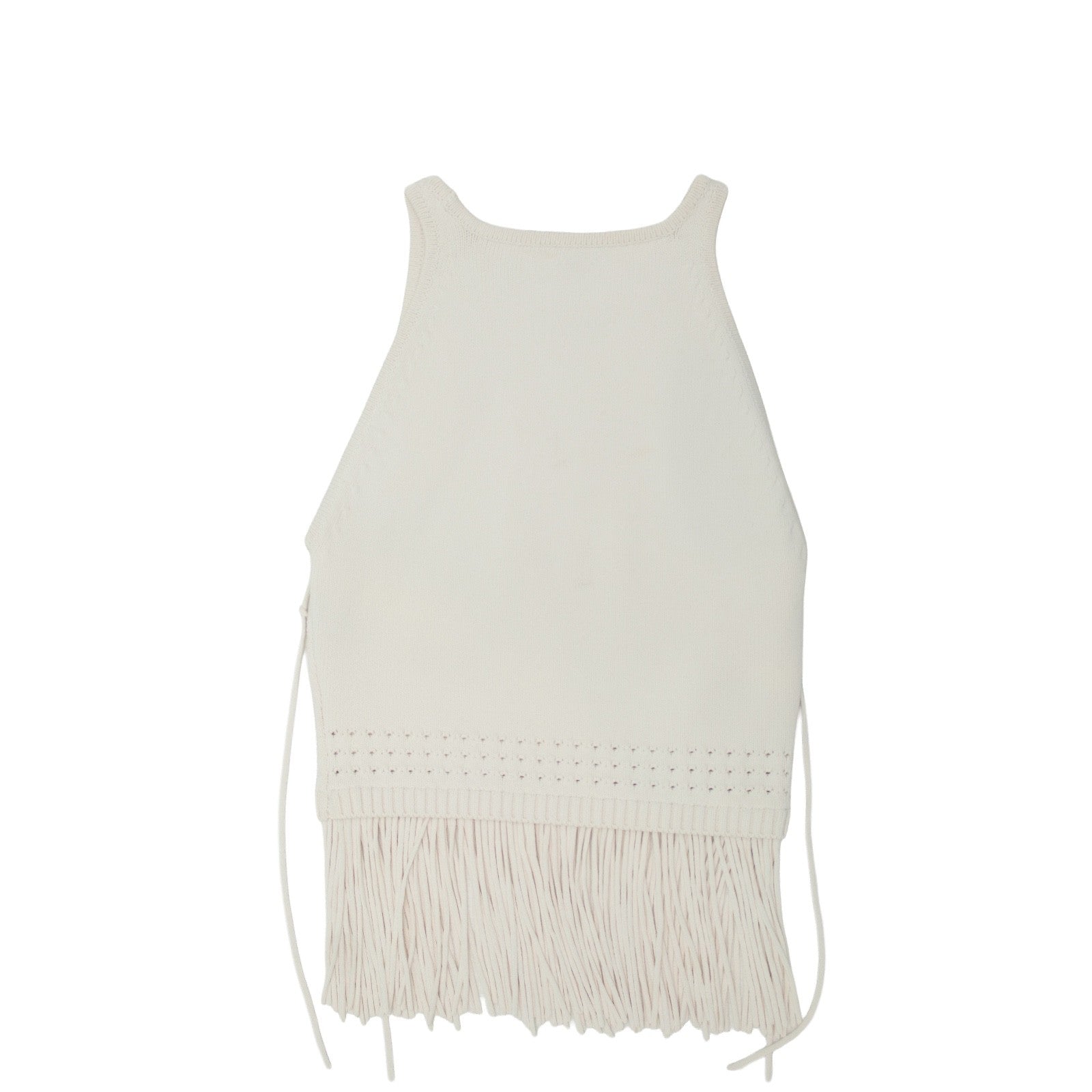 Ronny Kobo Cream Rosalita Fringed Knit Tank Top Womens Size Small