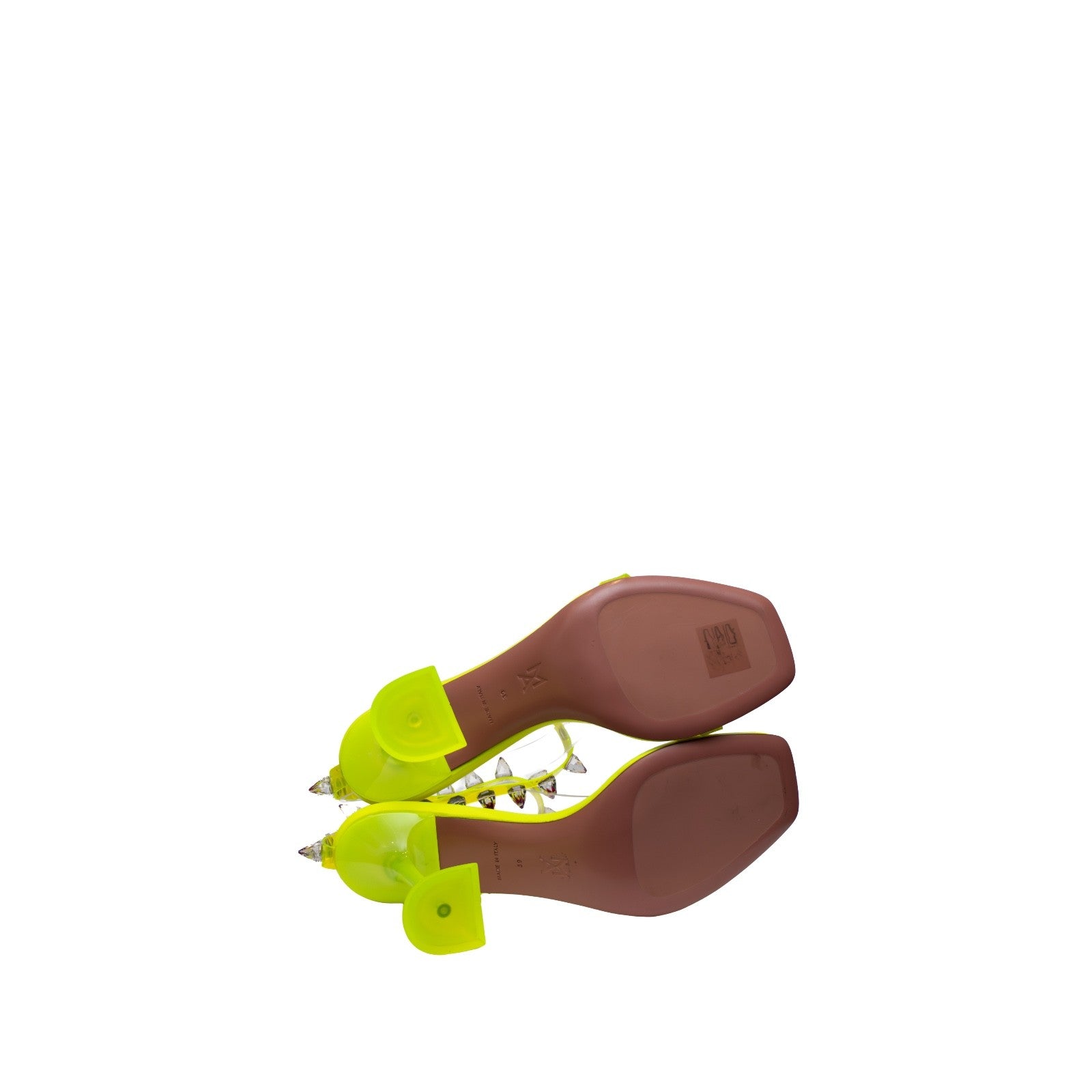 $1320 AMINA MUADDI Women's Green Julia Studded Strap Sandal Shoe Size EU 39 US 9