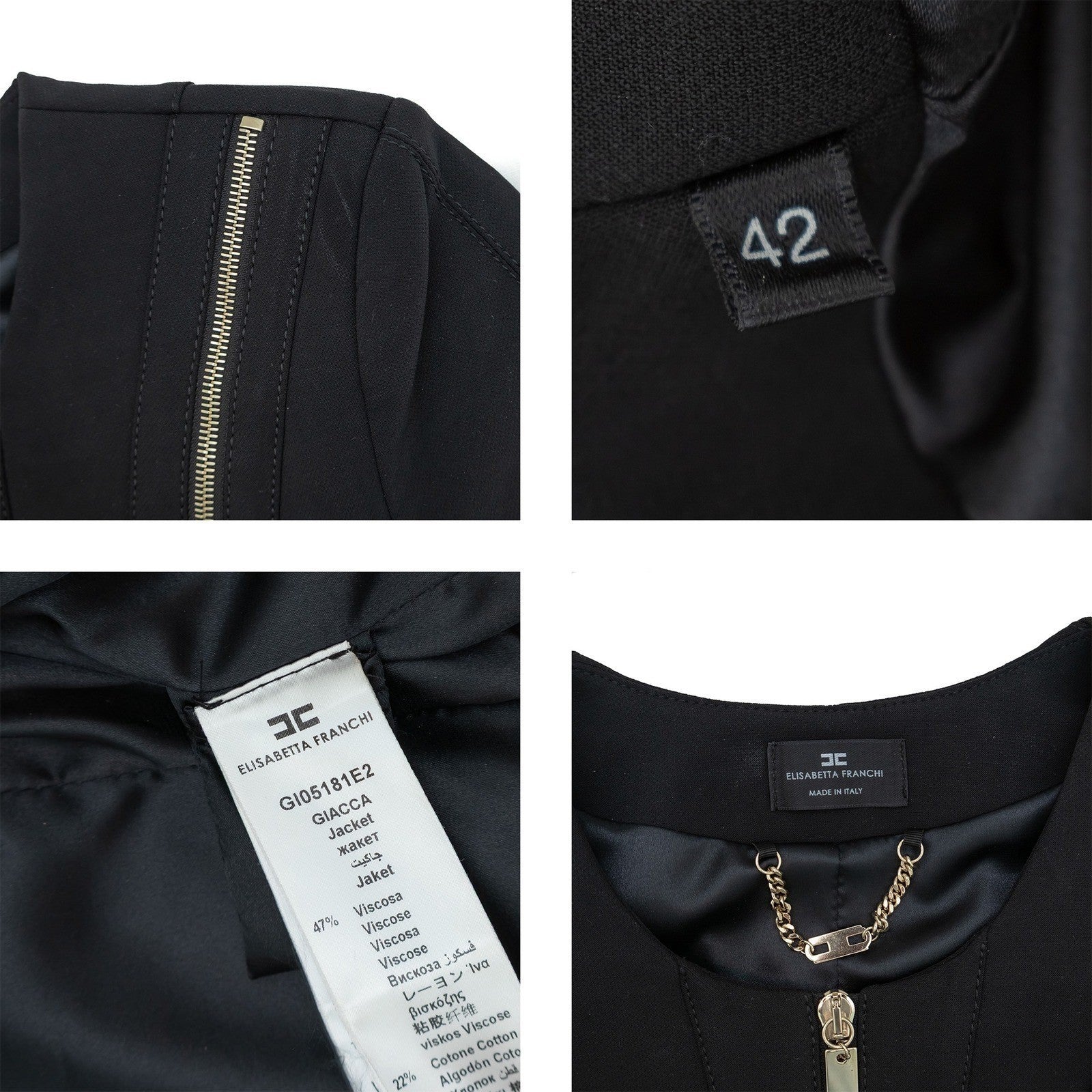 Elisabetta Franchi Women's Tailored Jacket / Corset-Style Blazer – Black – IT 42