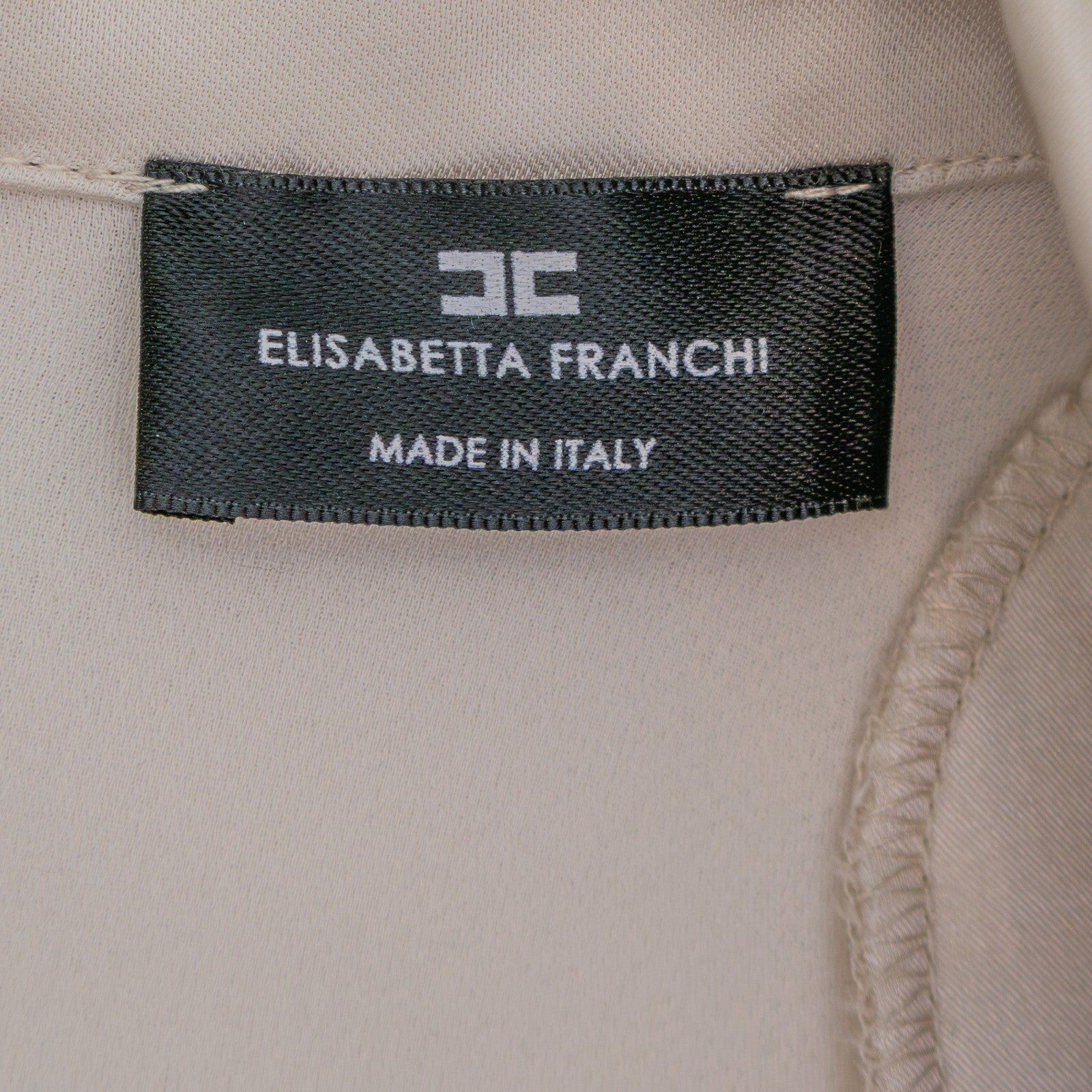 Elisabetta Franchi Beige Crepe Structured Shoulder Bodysuit IT 38/US 2