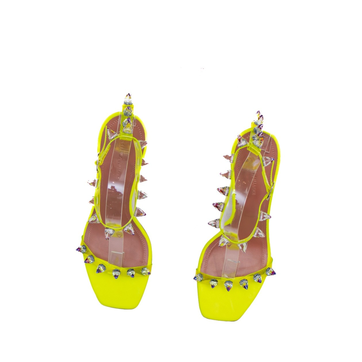 $1320 AMINA MUADDI Women's Green Julia Studded Strap Sandal Shoe Size EU 39 US 9