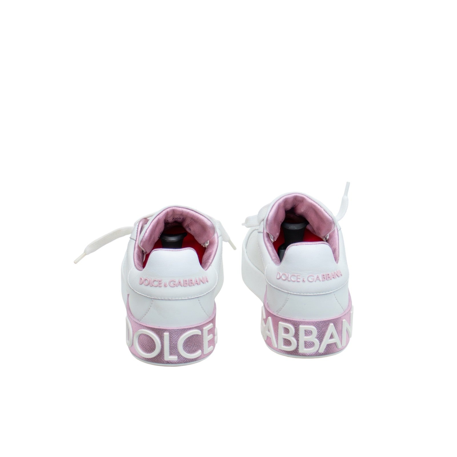 Dolce & Gabbana Portofino Sneakers EU 38 White Pink Leather Repainted Women