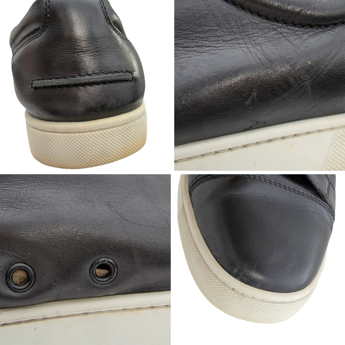 Christian Louboutin Rantulow Grained Leather Low Top Sneakers Black Mens Size 43