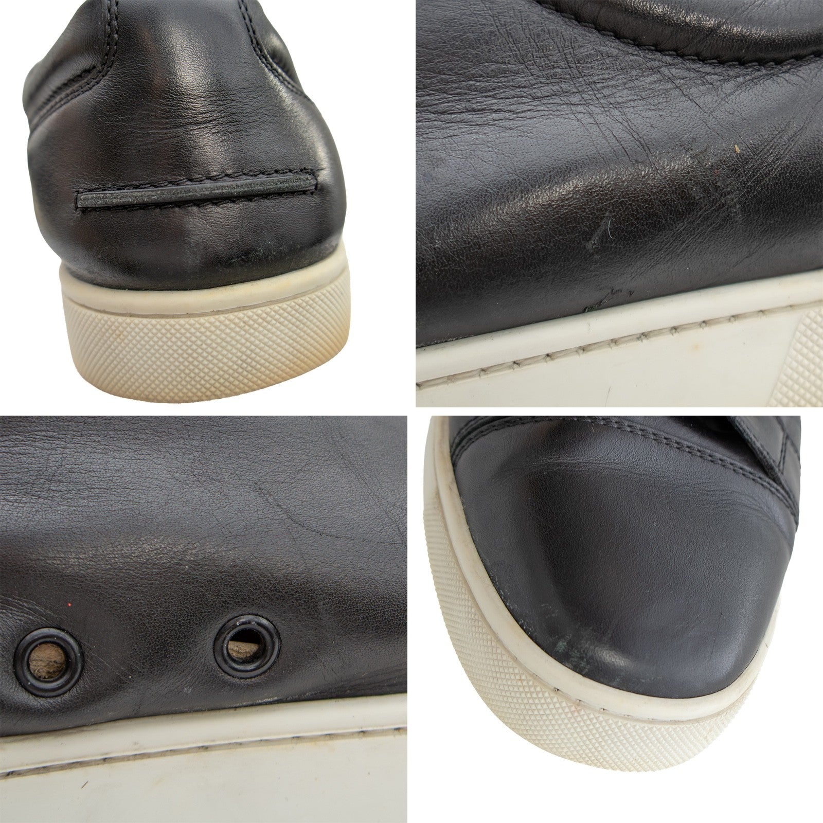 Christian Louboutin Rantulow Grained Leather Low Top Sneakers Black Mens Size 43