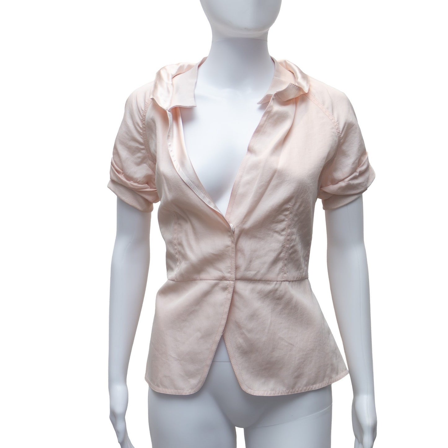 Brunello Cucinelli Vintage Blush Pink Short Sleeve Blazer Top IT 42 | US 6 UK 10