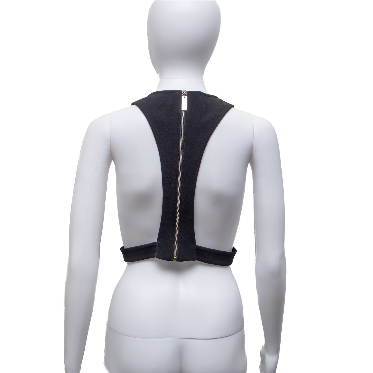 ELISABETTA FRANCHI Black Corset-Style Harness Top – Size 40 (IT)