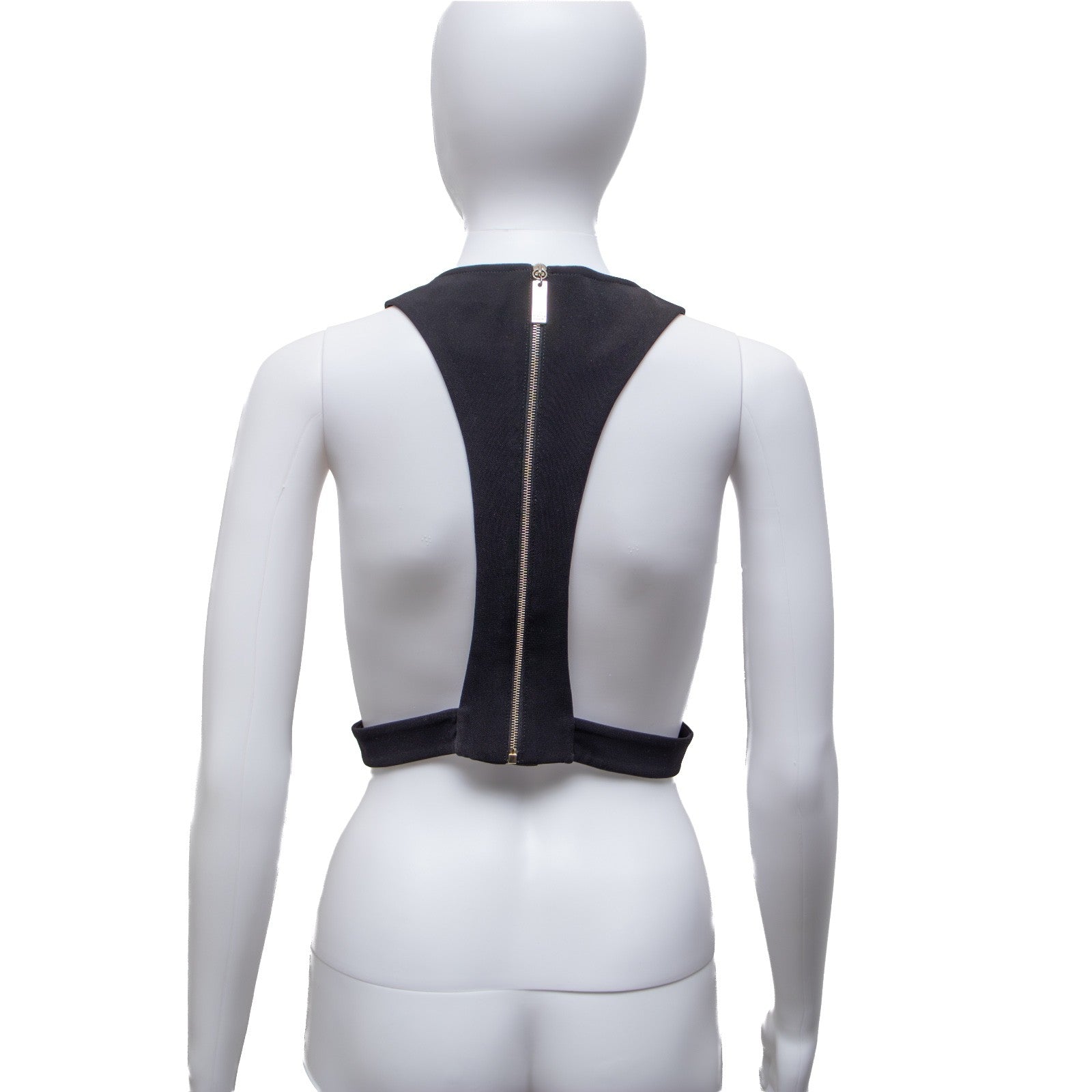 ELISABETTA FRANCHI Black Corset-Style Harness Top – Size 40 (IT)