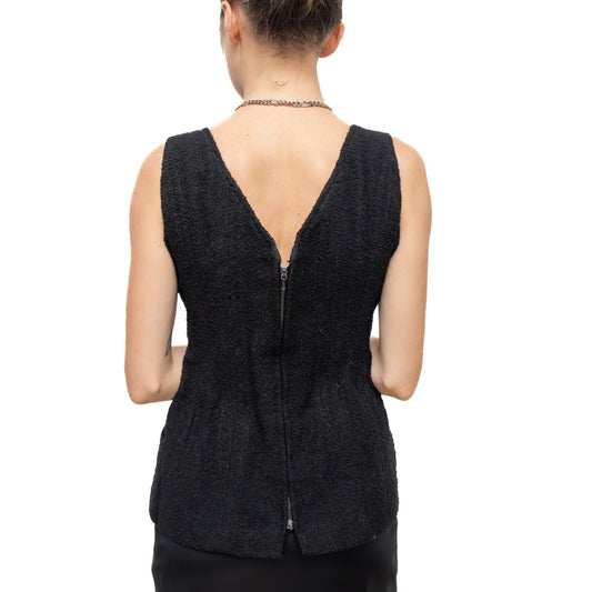 RARE Chanel Vintage S/S 1993 Circa Black Tweed Corset with Gold Clover Buttons