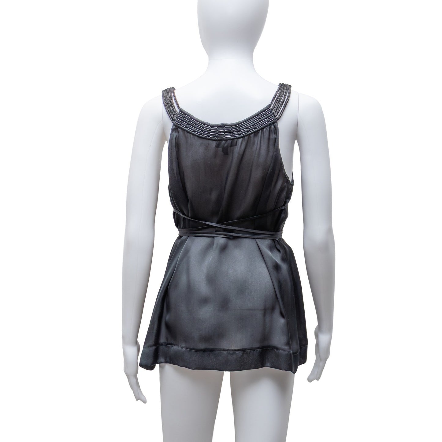 Emporio Armani Silk Beaded Strap Top IT 40 US 6 UK 8 Black