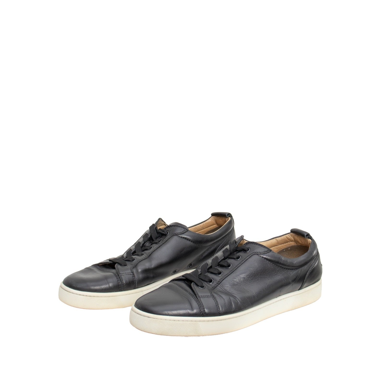 Christian Louboutin Rantulow Grained Leather Low Top Sneakers Black Mens Size 43