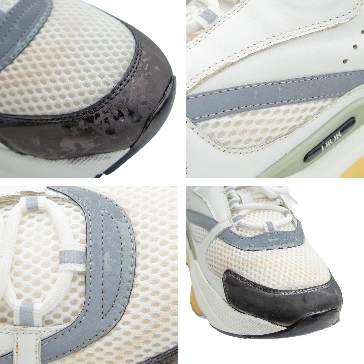 Christian Dior B22 Sneakers White Gray Mesh Leather Sneakers Size EU 43 US 10