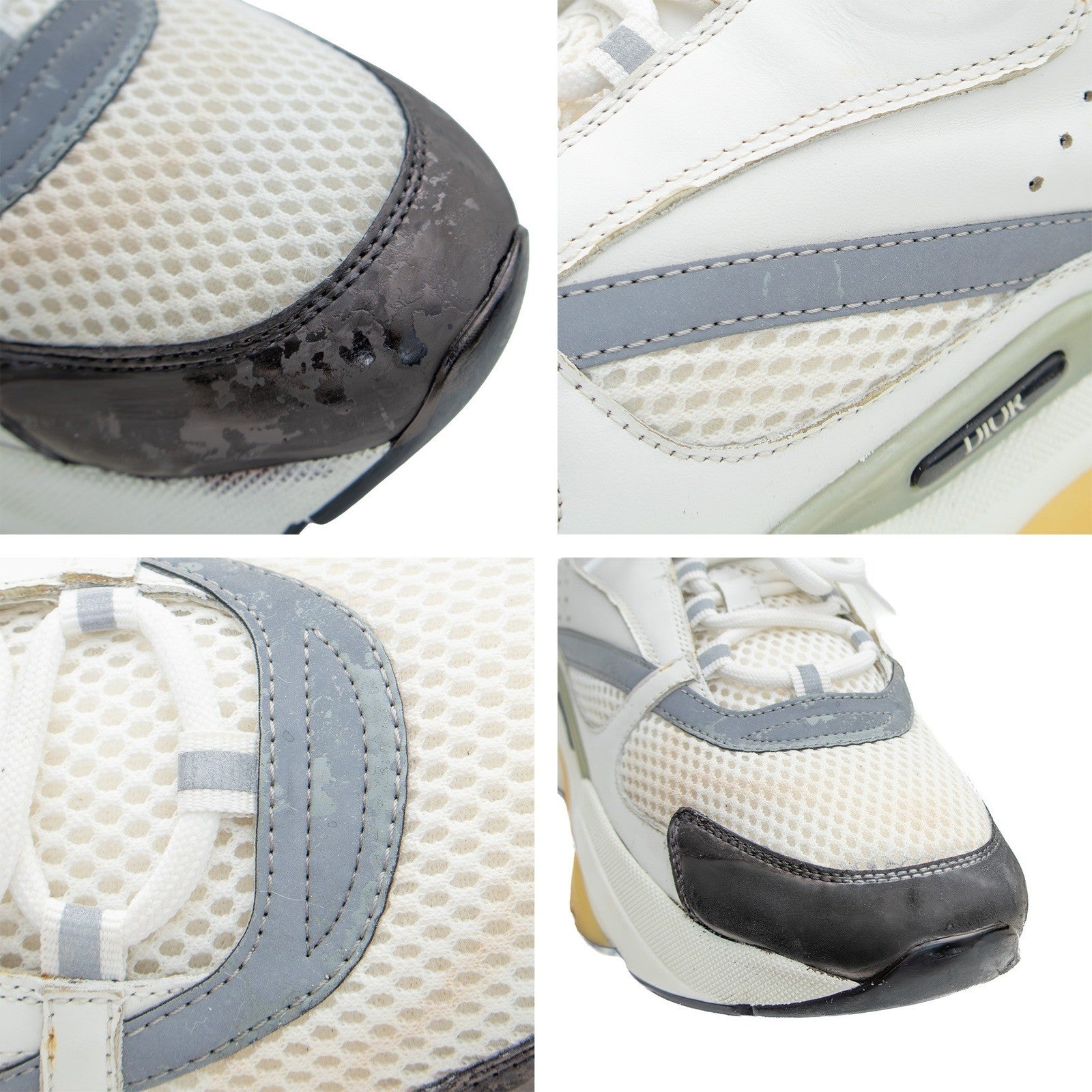 Christian Dior B22 Sneakers White Gray Mesh Leather Sneakers Size EU 43 US 10