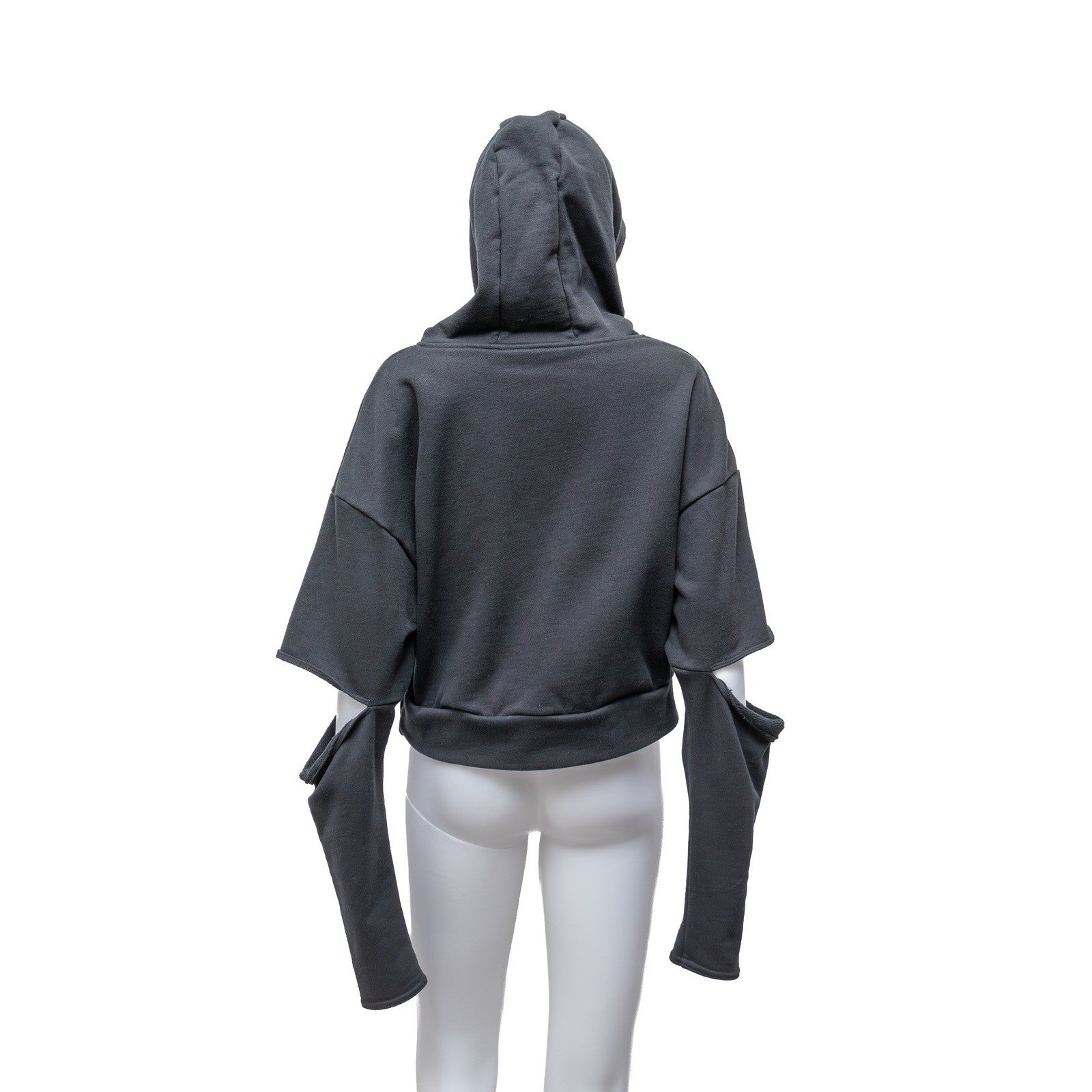 Alo Yoga Cropped Hoodie with Cut-Out Sleeves – Black - Size S
