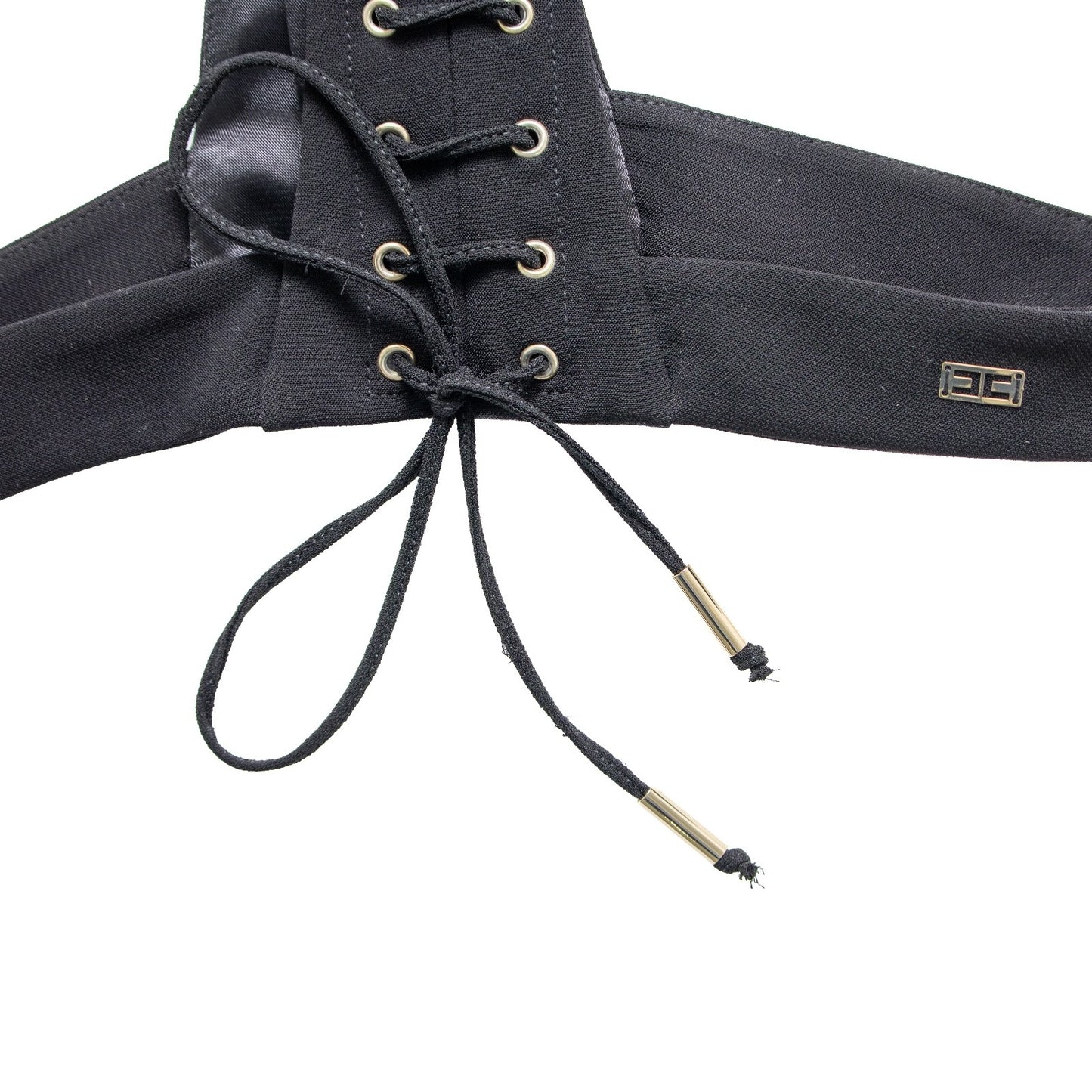 ELISABETTA FRANCHI Black Corset-Style Harness Top – Size 40 (IT)