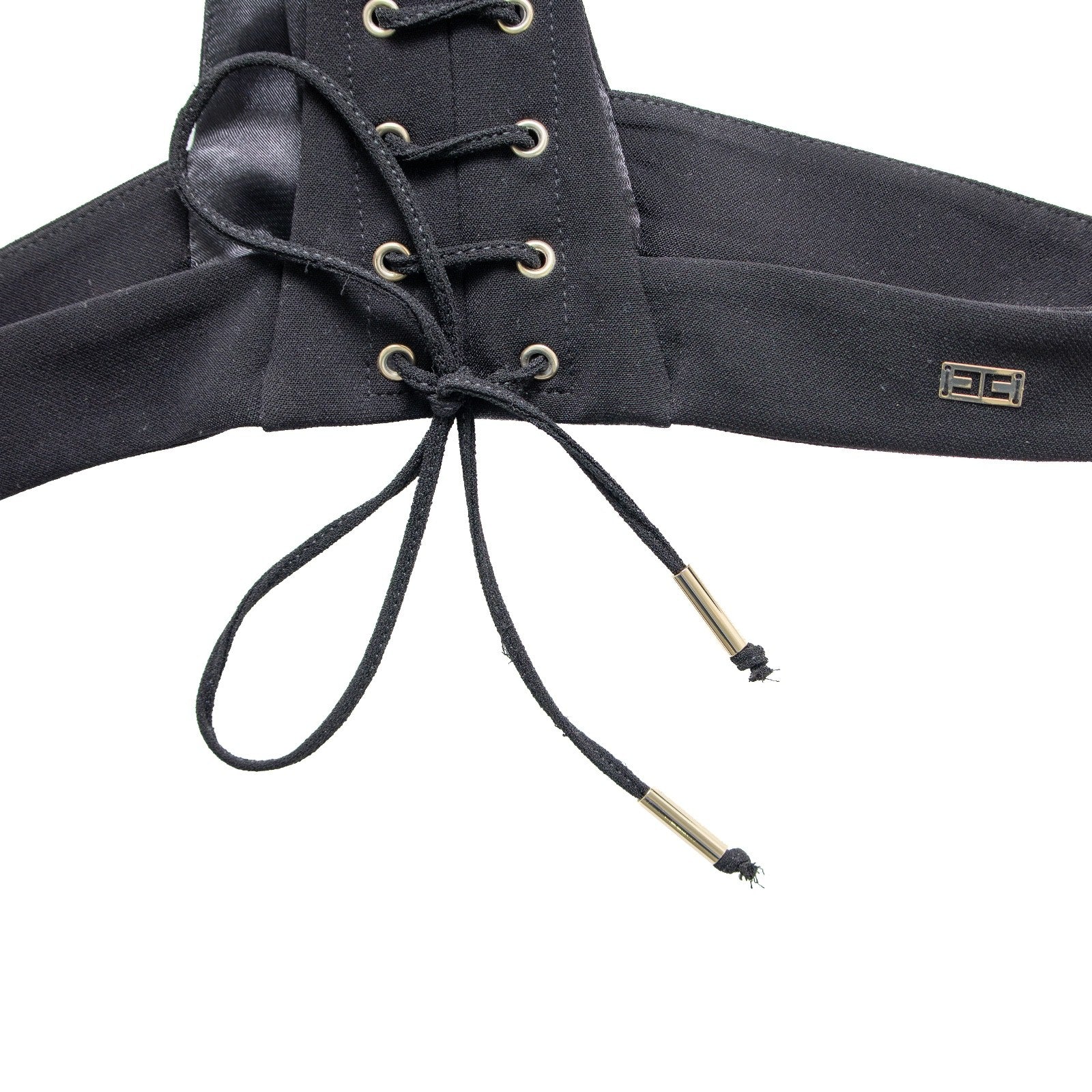 ELISABETTA FRANCHI Black Corset-Style Harness Top – Size 40 (IT)