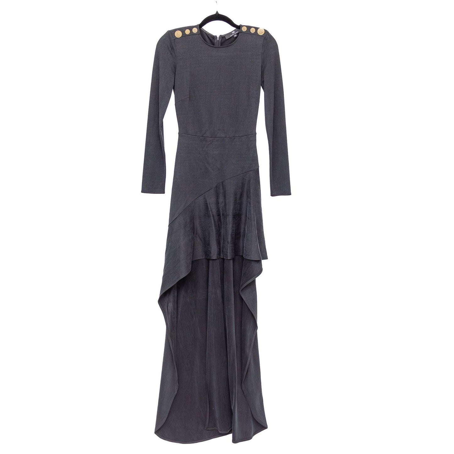 Elisabetta Franchi Asymmetric High-Low Dress – Black – IT 40 (US 4 / UK 8)