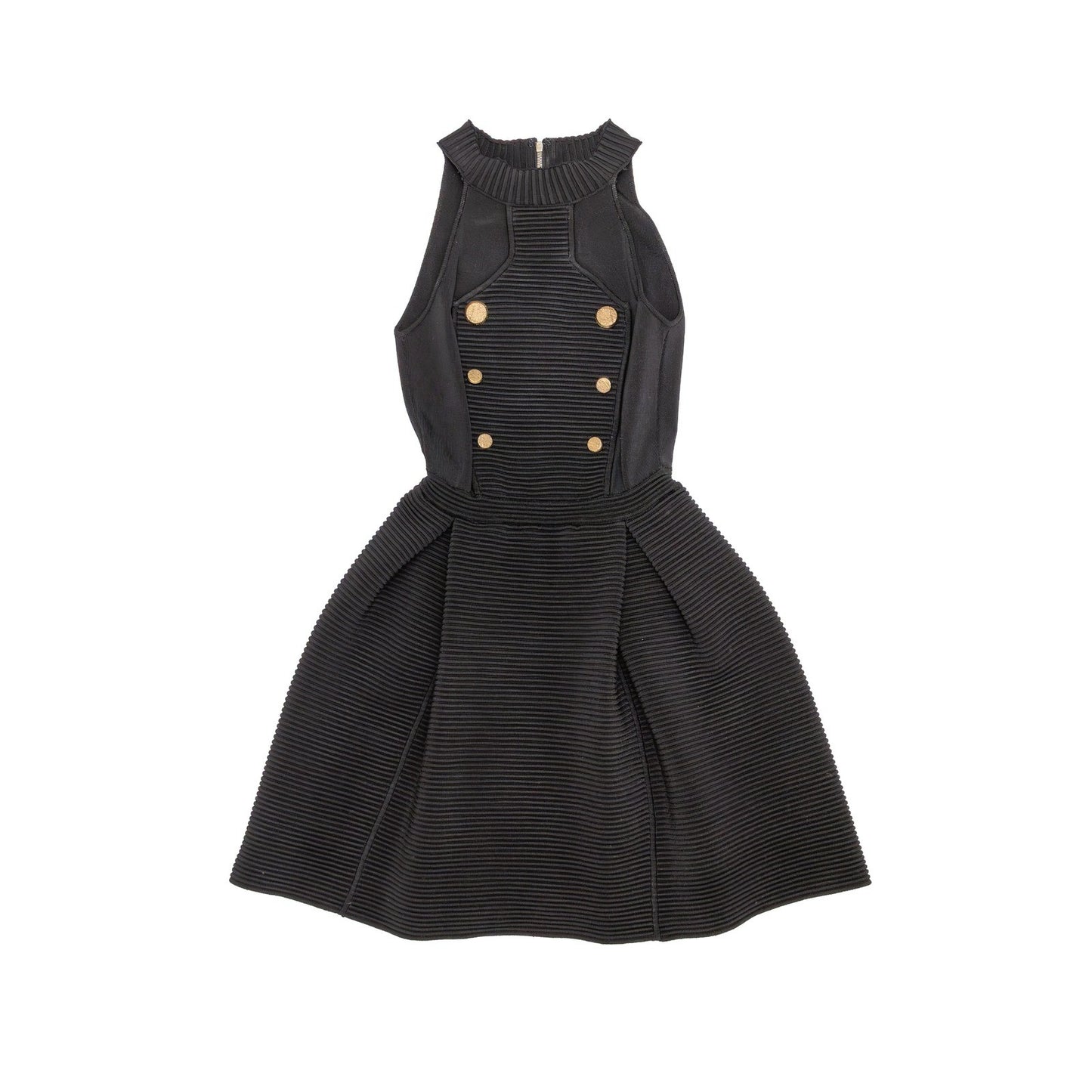 Elisabetta Franchi Black Ribbed Fit & Flare Dress IT 40 / US 4 / UK 8