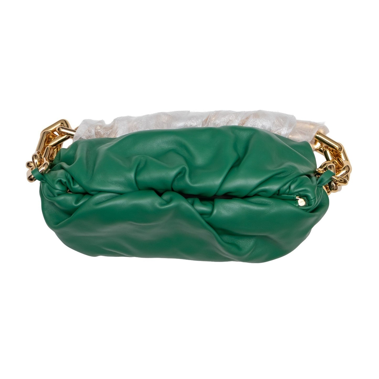 $3600 Bottega Veneta Green Leather Chain Pouch Gold Hardware  Authentic