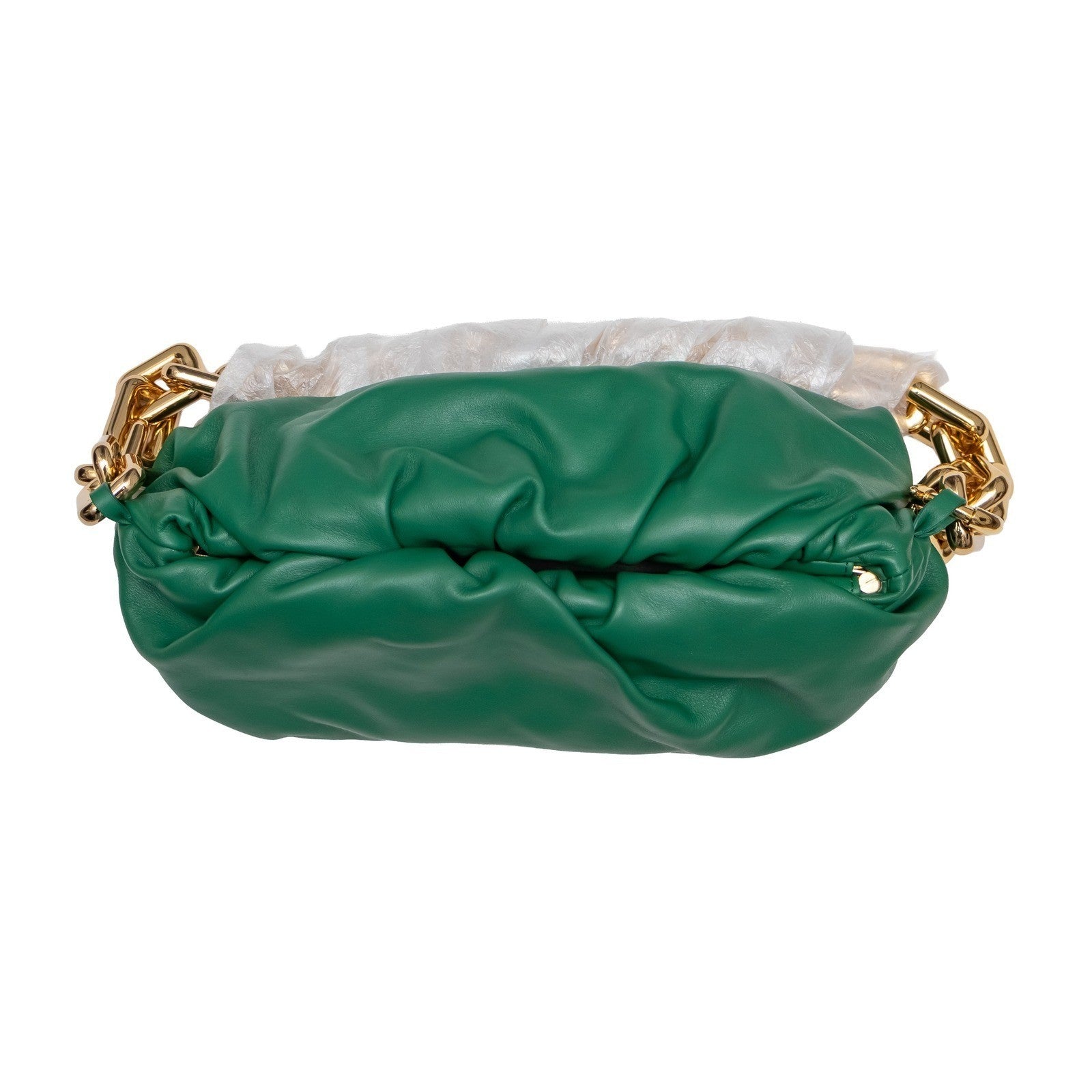 $3600 Bottega Veneta Green Leather Chain Pouch Gold Hardware  Authentic