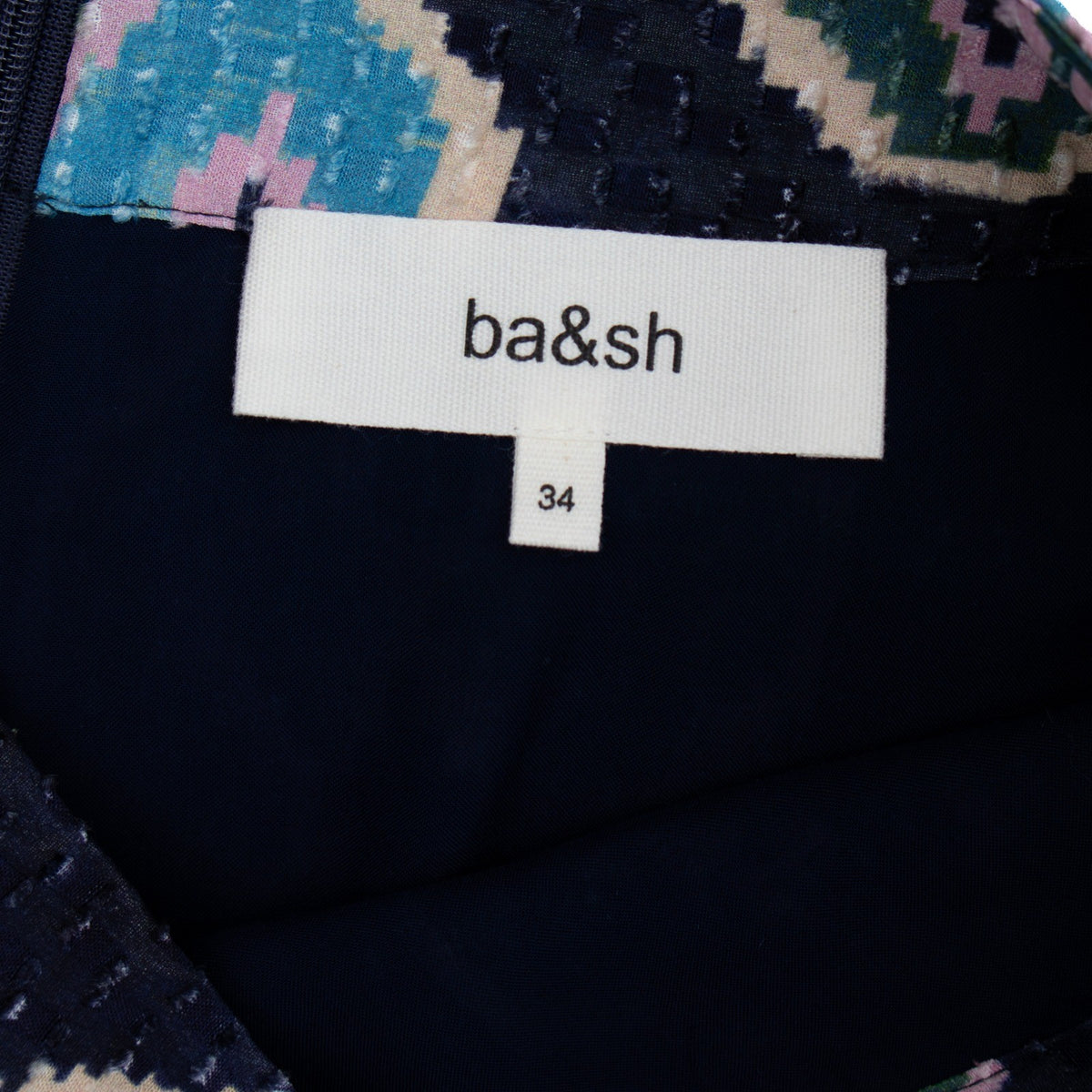ba&sh Marine Geometric Print Flared Midi Skirt Women's FR 34 US 2 XS Boho