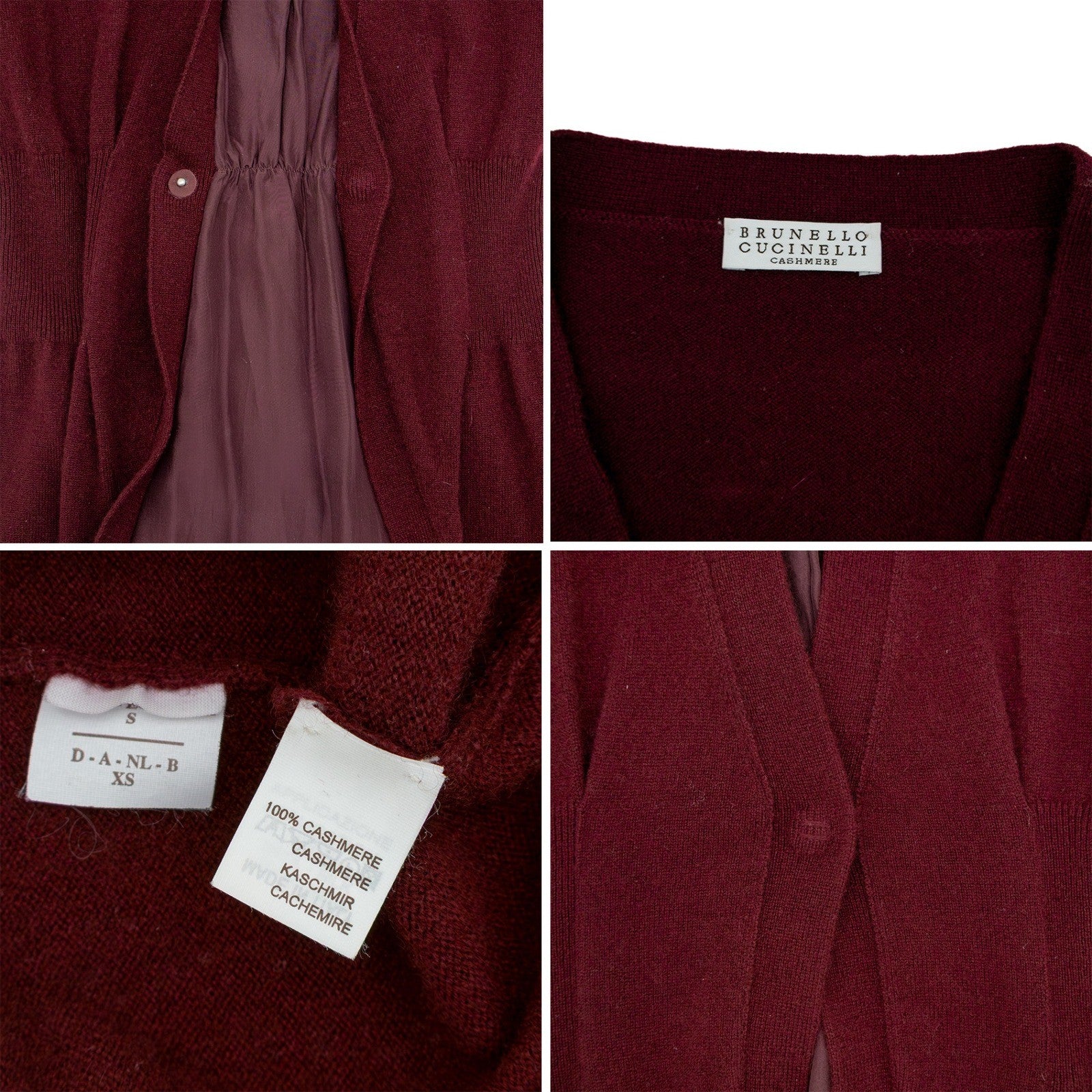 Brunello Cucinelli Vintage Cashmere Cardigan / Top – Burgundy - Size XS
