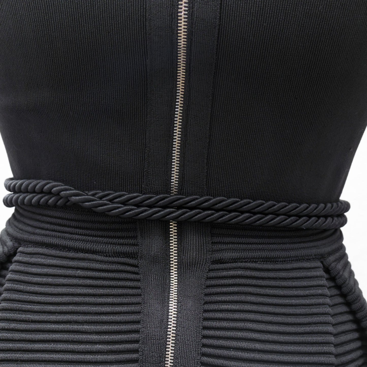 Elisabetta Franchi Black Ribbed Fit & Flare Dress IT 40 / US 4 / UK 8