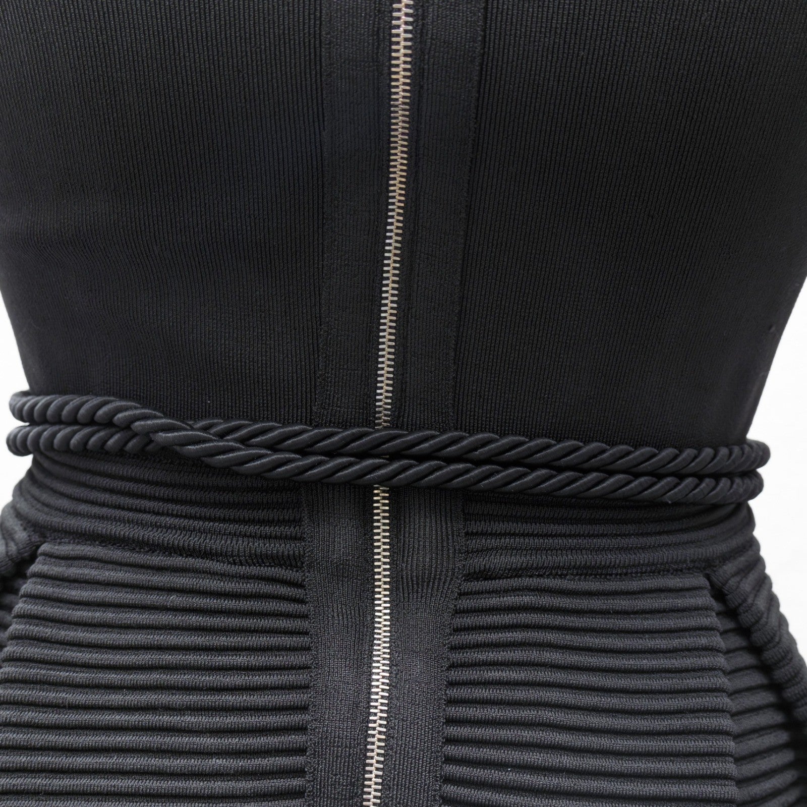 Elisabetta Franchi Black Ribbed Fit & Flare Dress IT 40 / US 4 / UK 8
