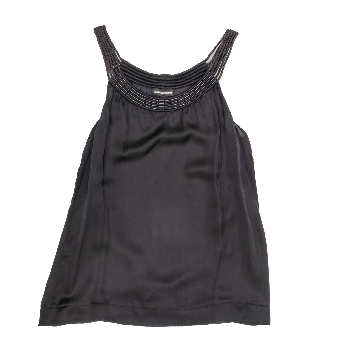 Emporio Armani Silk Beaded Strap Top IT 40 US 6 UK 8 Black