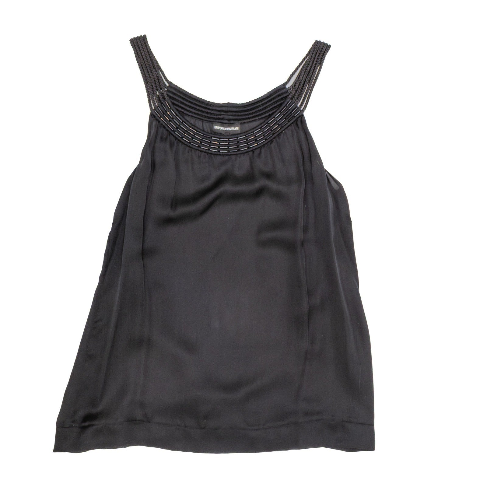 Emporio Armani Silk Beaded Strap Top IT 40 US 6 UK 8 Black